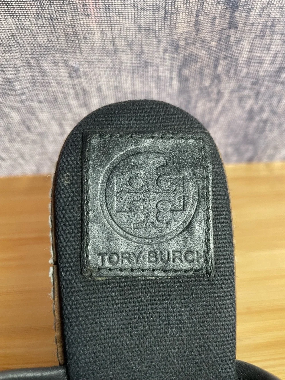 Tory Burch Peep Toe Lace Up Espadrille Wedge Sandals 7B Black Canvas Shoes 4